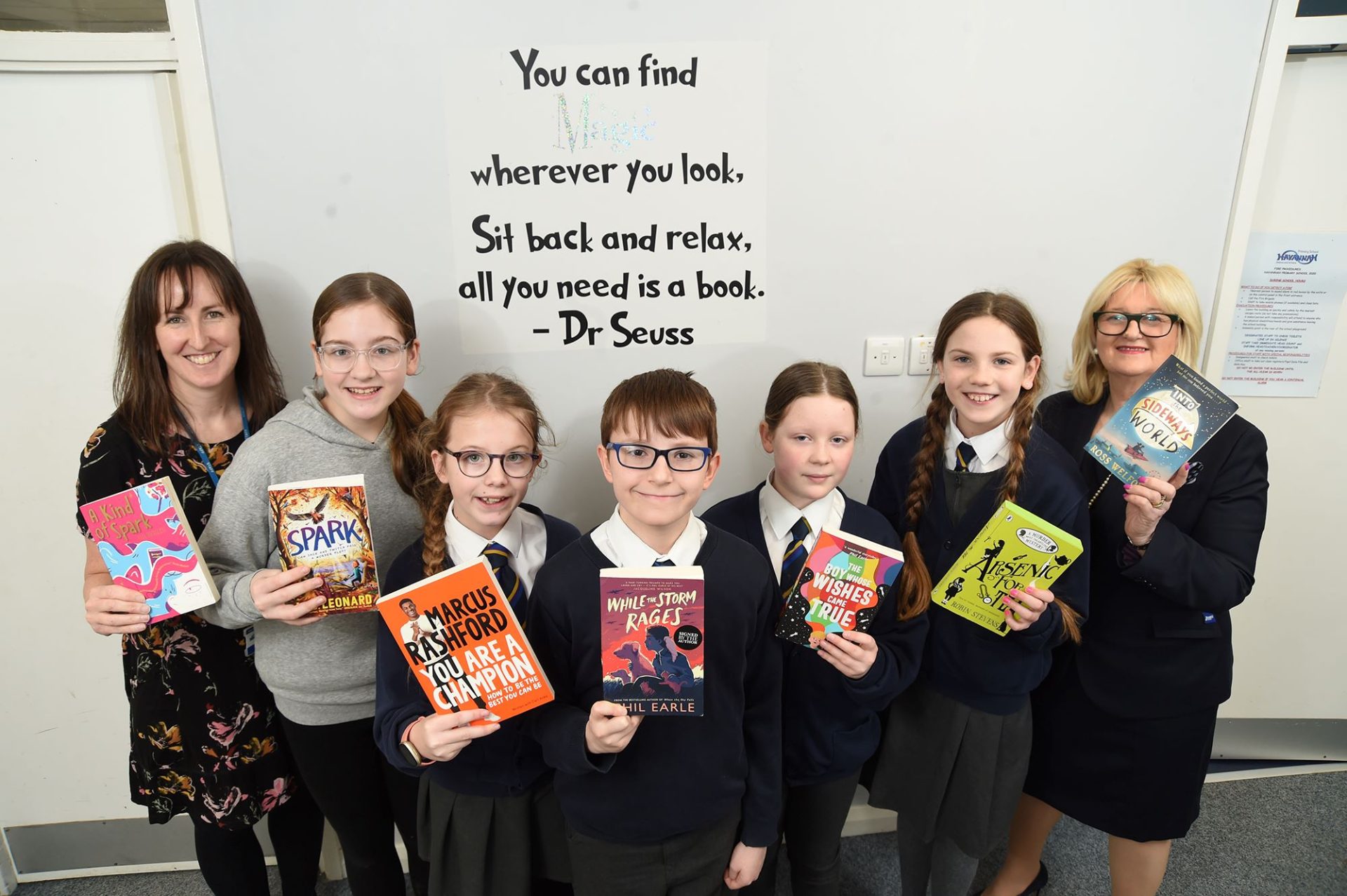 Children from Havannah Primary School in Congleton with their World Book Day Books